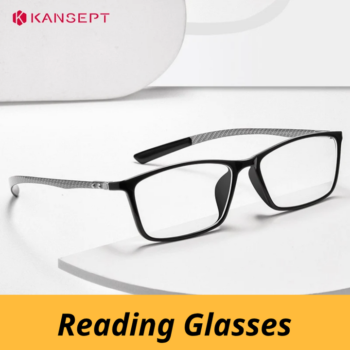 Kansept Women's Full Rim Square Tr 90 Carbon Fiber Reading Glasses 230017