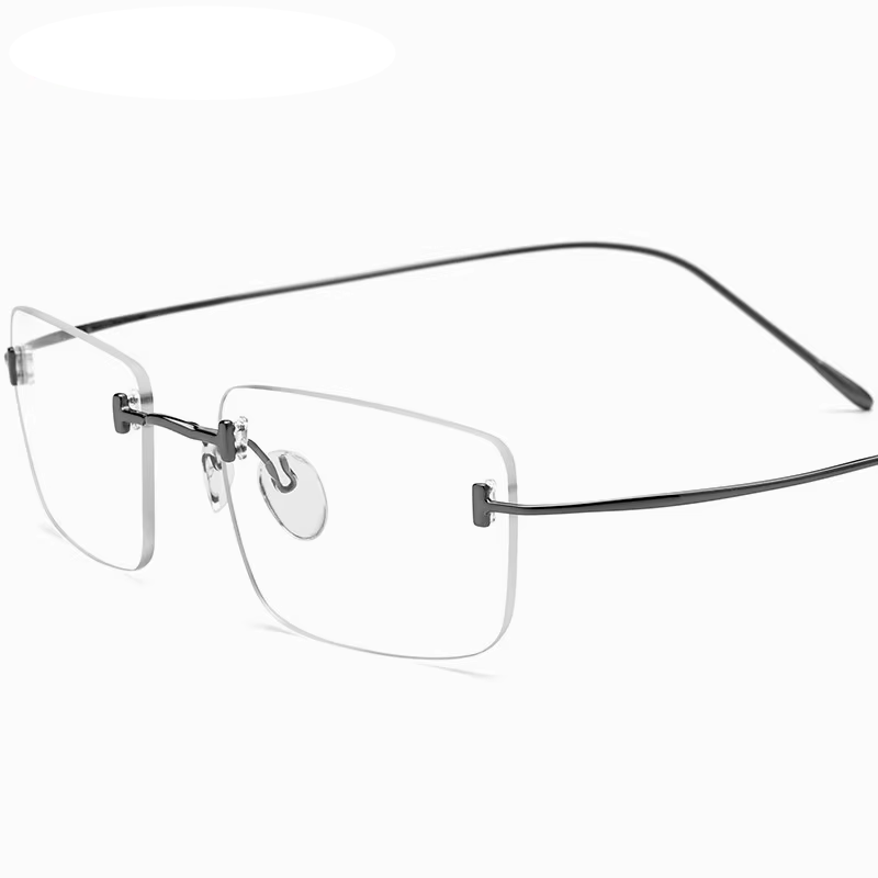 Eleccion Women's Rimless Square Titanium Eyeglasses 185871 Rimless Brightzone Gray