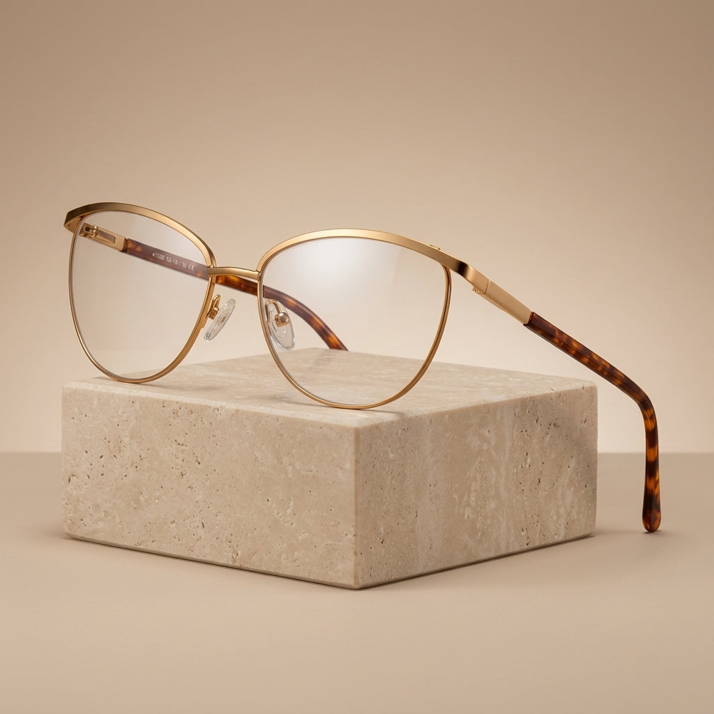 Chashma Ottica Women's Full Rim Oval Cat Eye Alloy Eyeglasses 64109 - Studio Cover