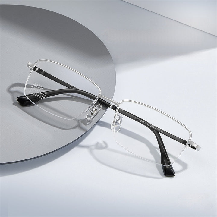 Chashma Ochki Unisex Semi Rim Square Titanium Eyeglasses 986503 — view 2 | Chashma Ochki at FuzWeb