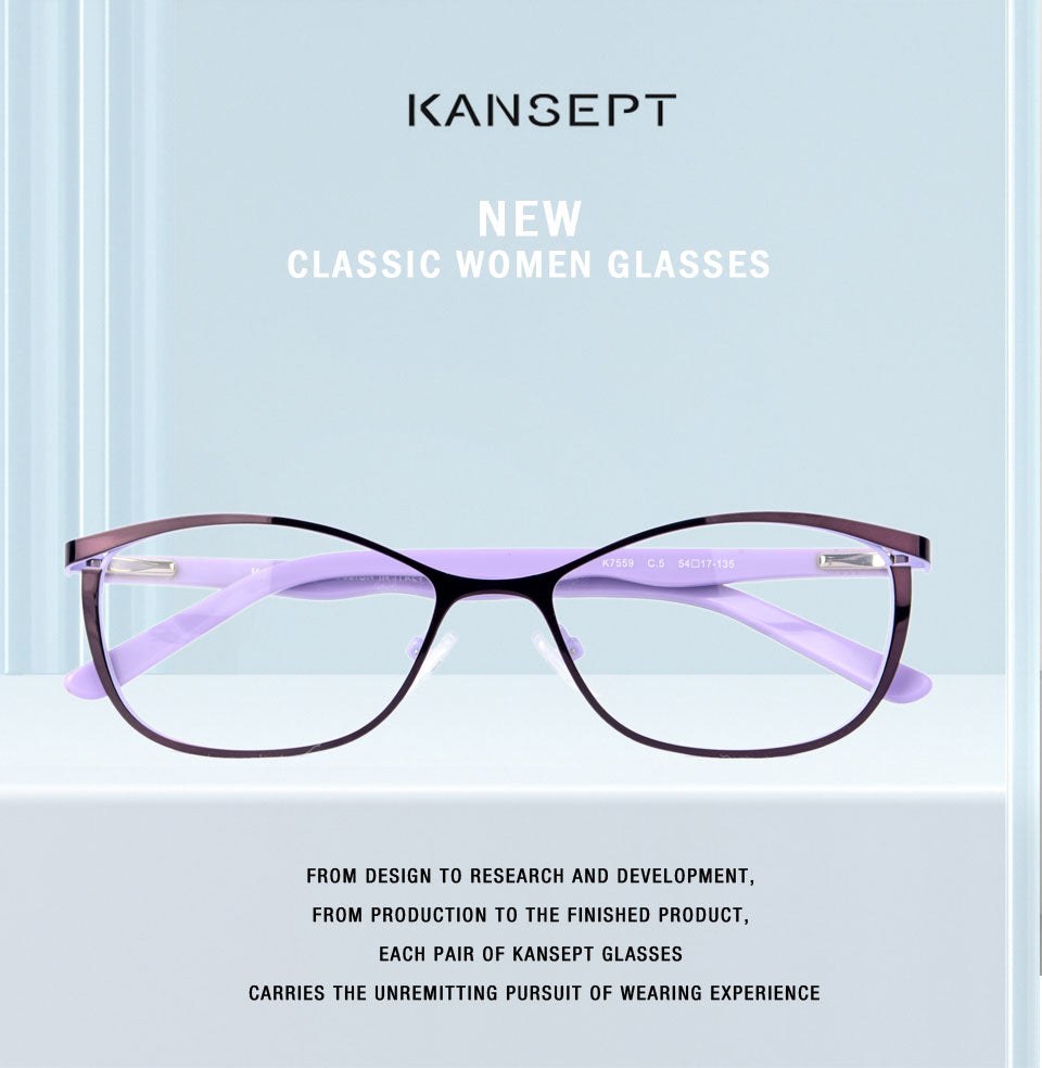 Kansept Womens Full Rim Square Cat Eye Stainless Steel Eyeglasses 759 — view 1 | Kansept at FuzWeb