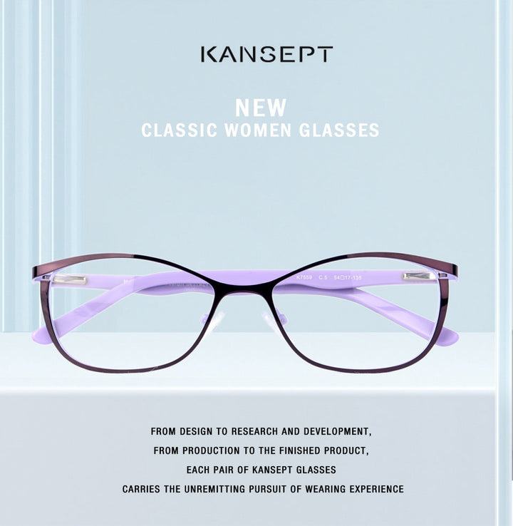 Kansept Womens Full Rim Square Cat Eye Stainless Steel Eyeglasses 759 — view 1 | Kansept at FuzWeb