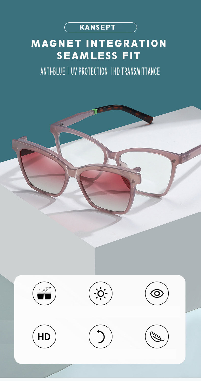 Kansept Womens Full Rim Cat Eye Tr 90 Reading Glasses Clip On Sunglasses 7704 — view 1 | Kansept at FuzWeb