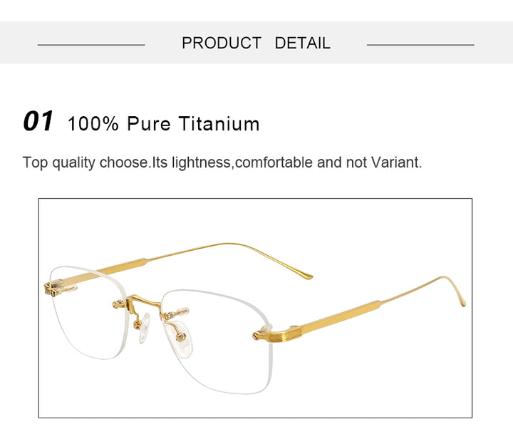 Krasivyy Unisex Rimless Oval Titanium Eyeglasses 2280 — view 5 | Krasivyy at FuzWeb