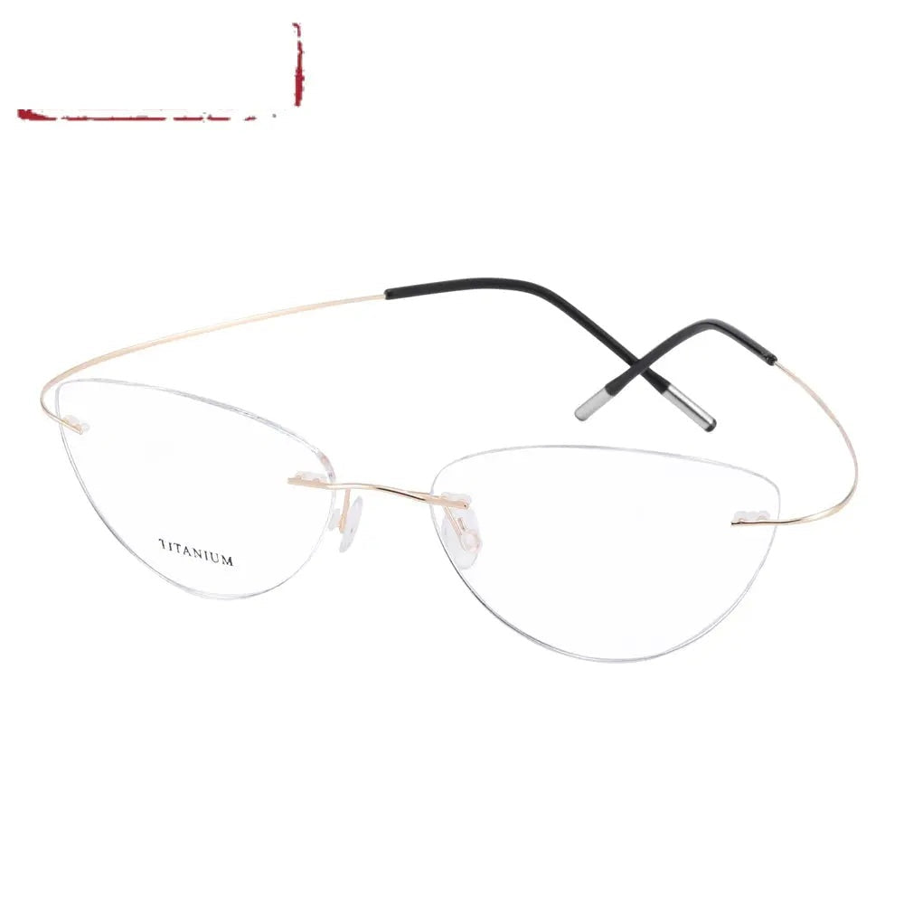 Chashma Ottica Unisex Rimless Cat Eye Titanium Eyeglasses 720003
