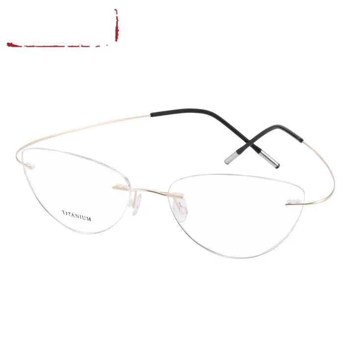 Chashma Ottica Unisex Rimless Cat Eye Titanium Eyeglasses 720003