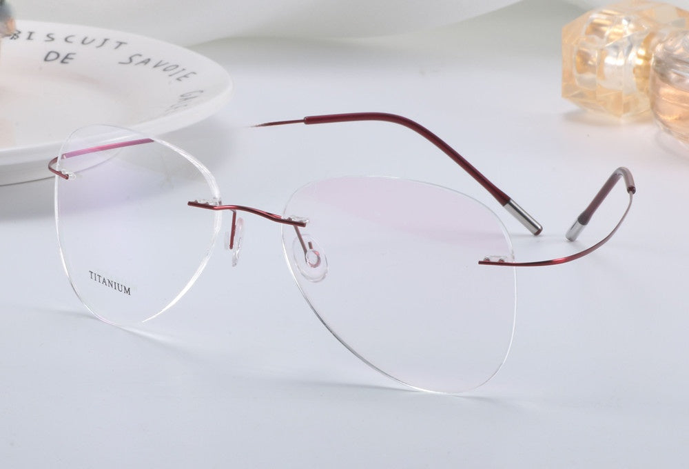Chashma Ottica Unisex Rimless Irregular Oval Titanium Eyeglasses 20002 — view 1 | Chashma Ottica at FuzWeb