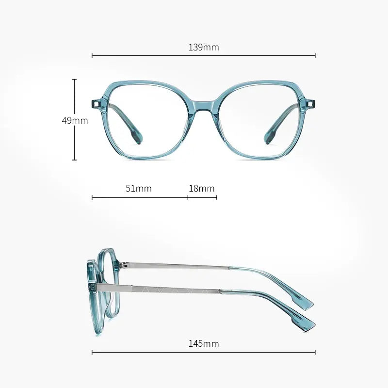 Gmei Womens Full Rim Square Acetate Alloy Eyeglasses 9225 — view 3 | Gmei Optical at FuzWeb