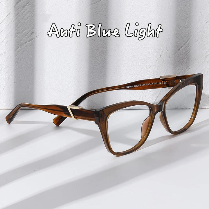 Kocolior Unisex Full Rim Cat Eye Acetate Alloy Hyperopic Reading Glasses C909 — view 2 | Kocolior at FuzWeb
