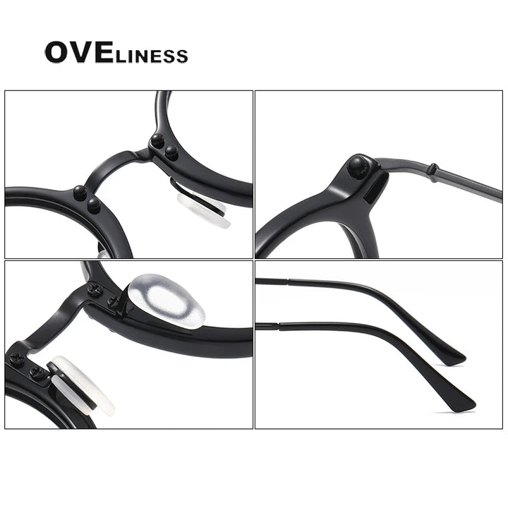 Oveliness Unisex Full Rim Round Acetate Titanium Eyeglasses 5866 — view 10 | Oveliness at FuzWeb