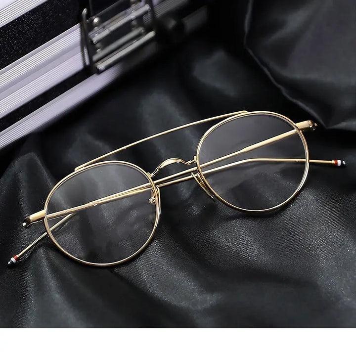 Bobbie Unisex Full Rim Oval Double Bridge Titanium Eyeglasses 101000 — view 1 | Bobbie at FuzWeb