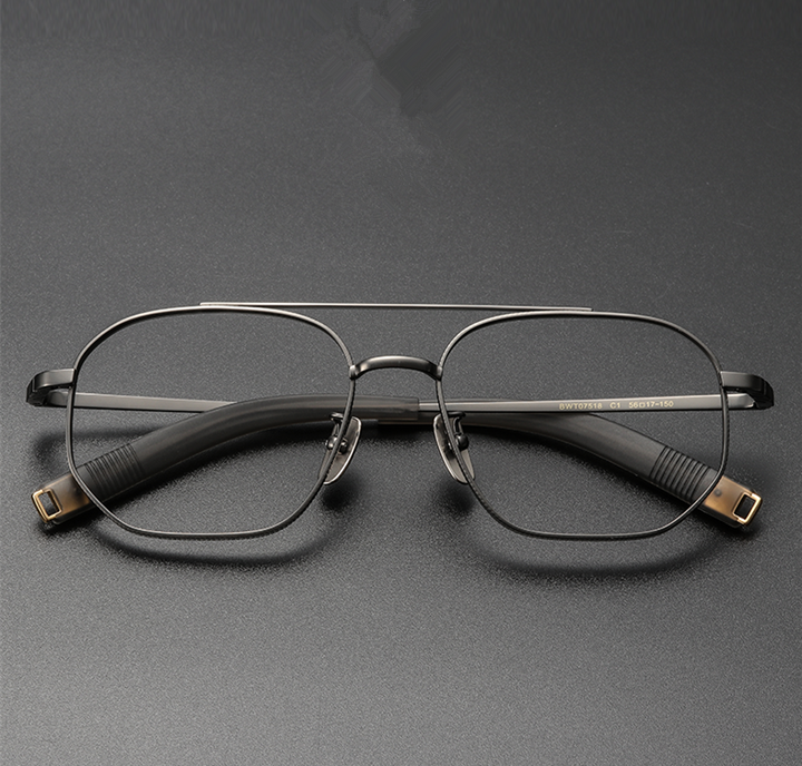 Aimee Unisex Full Rim Big Square Double Bridge Titanium Eyeglasses 5816 — view 2 | Aimee at FuzWeb