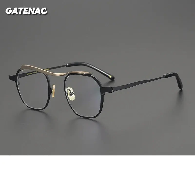 Gatenac Unisex Full Rim Brow Line Square Titanium Eyeglasses 670091 — view 1 | Gatenac at FuzWeb