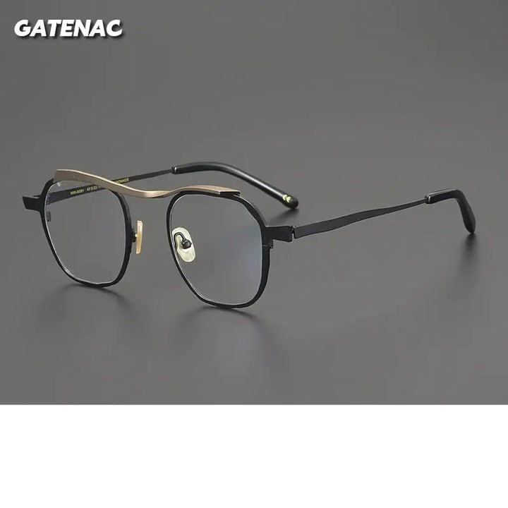 Gatenac Unisex Full Rim Brow Line Square Titanium Eyeglasses 670091 — view 1 | Gatenac at FuzWeb