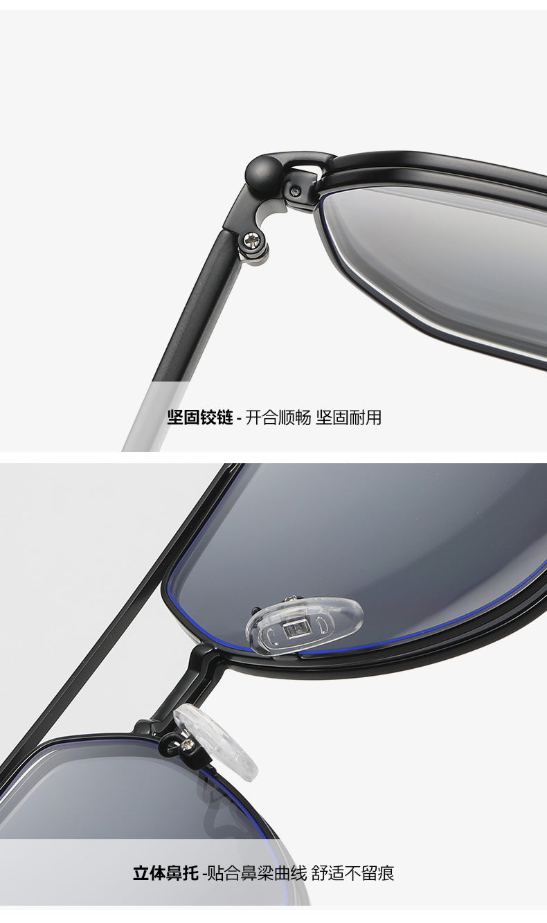 Zirosat Mens Full Rim Square Double Bridge Titanium Eyeglasses Clip On Sunglasses 8602 — view 2 | Zirosat at FuzWeb
