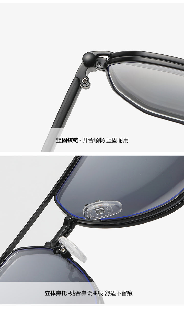 Zirosat Mens Full Rim Square Double Bridge Titanium Eyeglasses Clip On Sunglasses 8602 — view 2 | Zirosat at FuzWeb