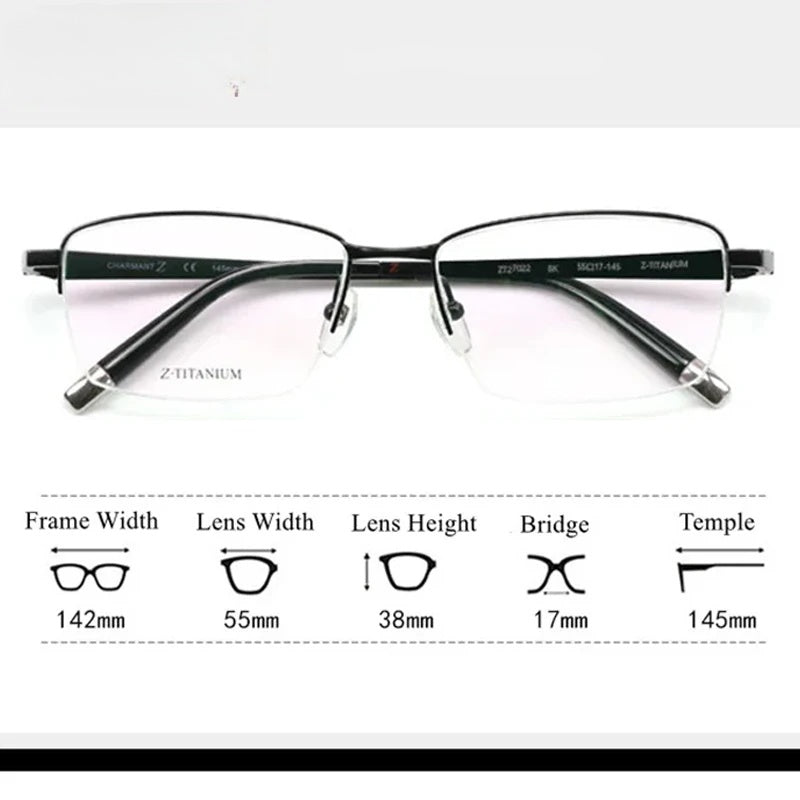 Chashma Ottica Mens Semi Rim Square Titanium Eyeglasses 427022 — view 2 | Chashma Ottica at FuzWeb