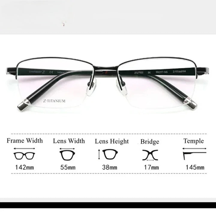 Chashma Ottica Mens Semi Rim Square Titanium Eyeglasses 427022 — view 2 | Chashma Ottica at FuzWeb