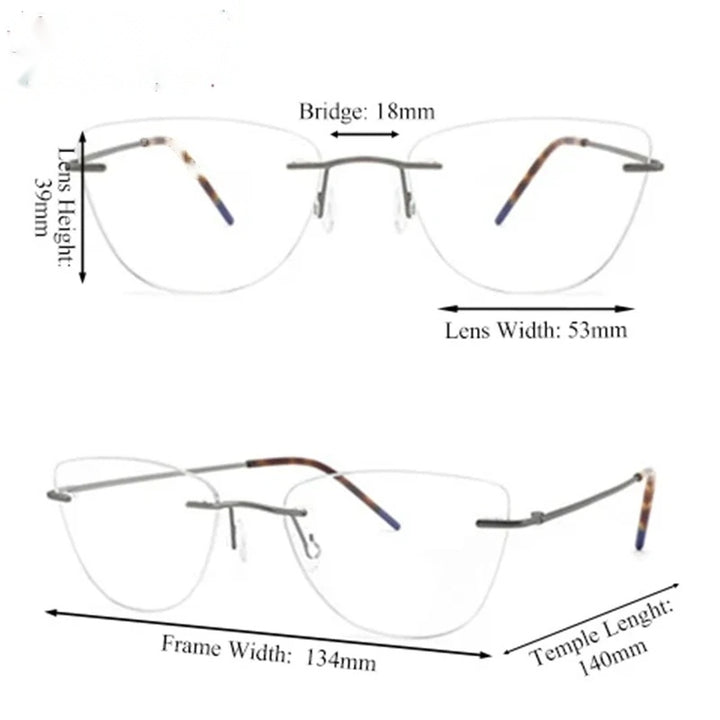Chashma Womens Rimless Cat Eye Titanium Eyeglasses 889016 — view 3 | Chashma at FuzWeb
