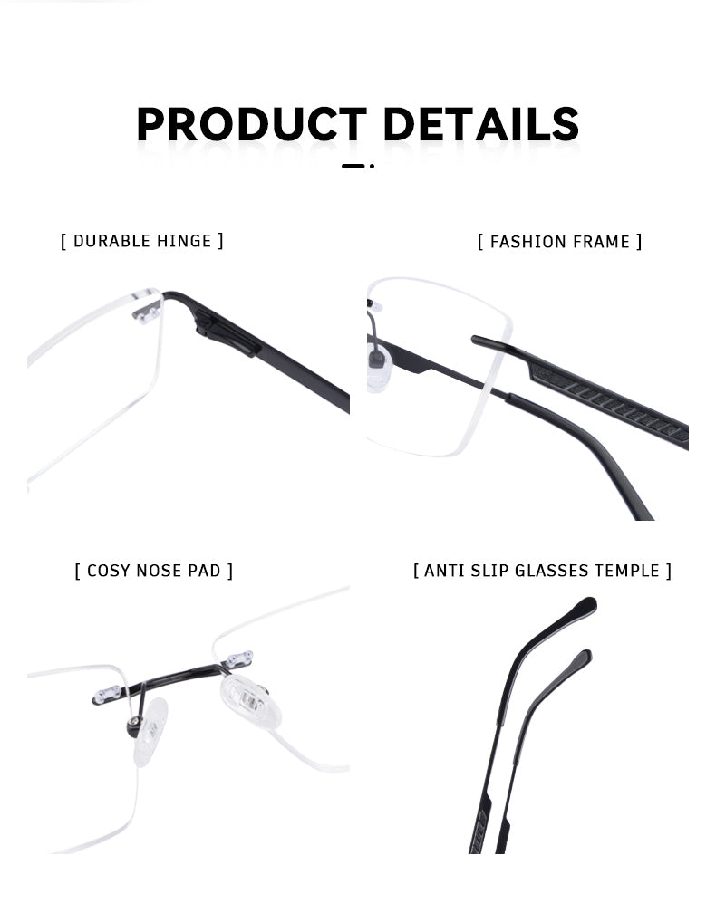 Kansept Womens Rimless Square Alloy Reading Glasses 72601 — view 1 | Kansept at FuzWeb