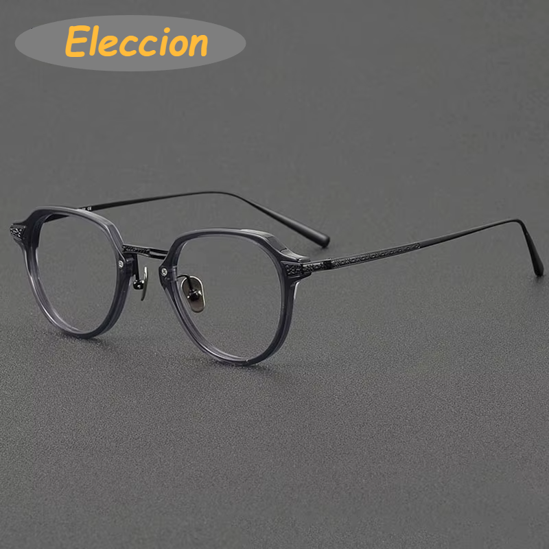 Eleccion Women's Full Rim Oval Titanium Acetate Eyeglasses 94024 Full Rim Eleccion Gray