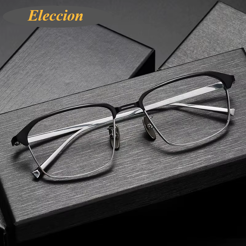 Eleccion Unisex Full Rim Square Titanium Eyeglasses 842024