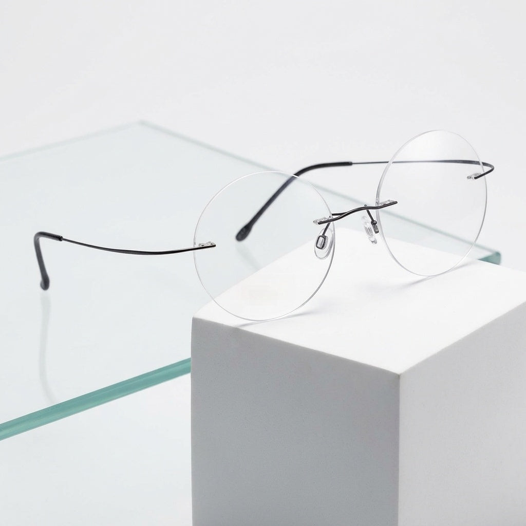 Chashma Ottica Unisex Rimless Round Titanium Eyeglasses 9613 — Luxury Studio