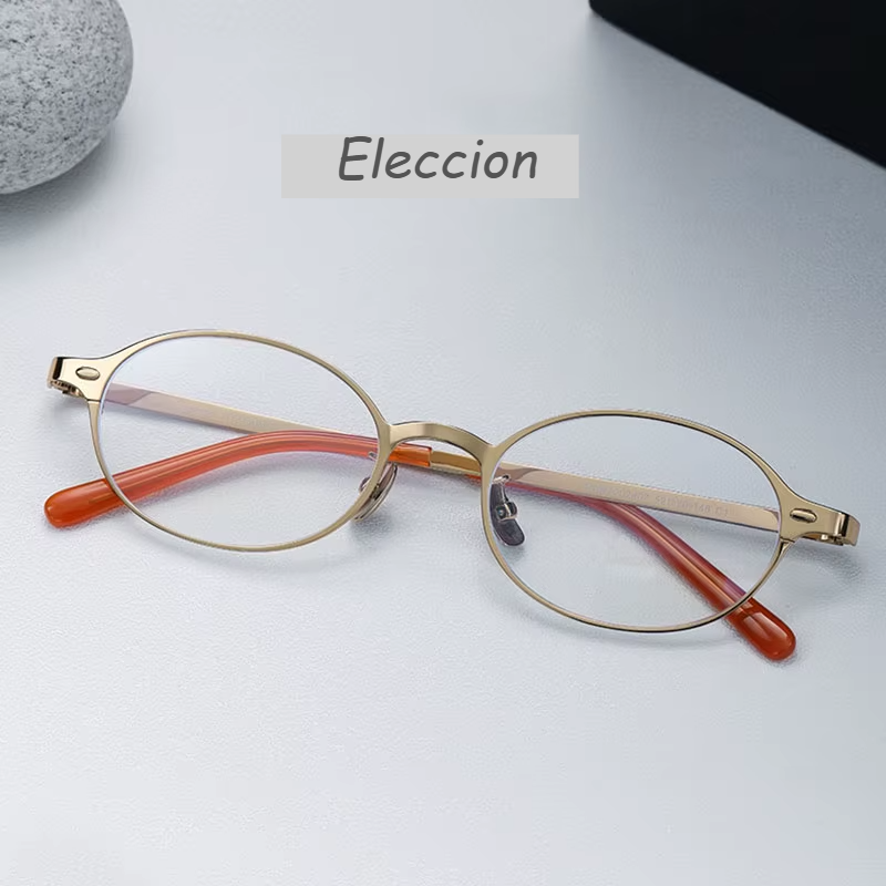 Eleccion Unisex Full Rim Oval Square Titanium Eyeglasses 42407