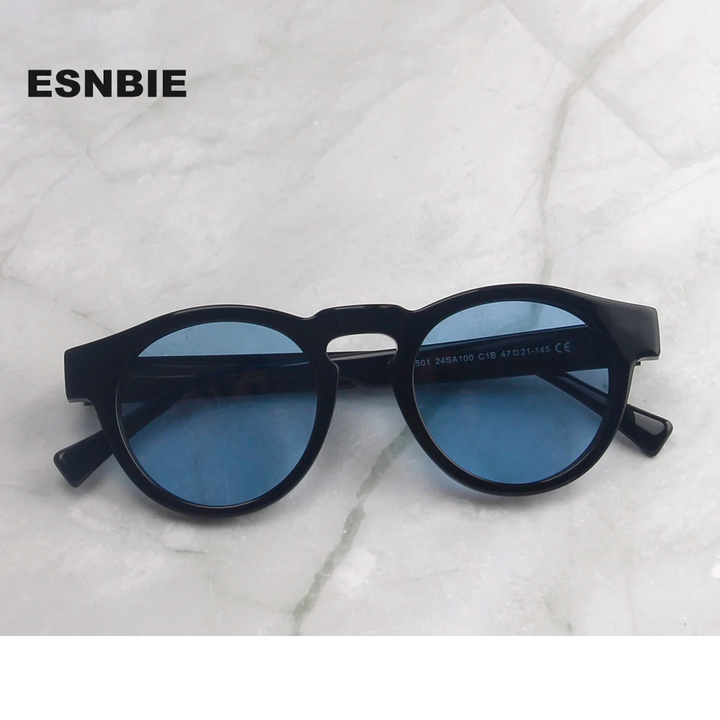 Esnbie Unisex Full Rim Oval Round Acetate Sunglasses 241001