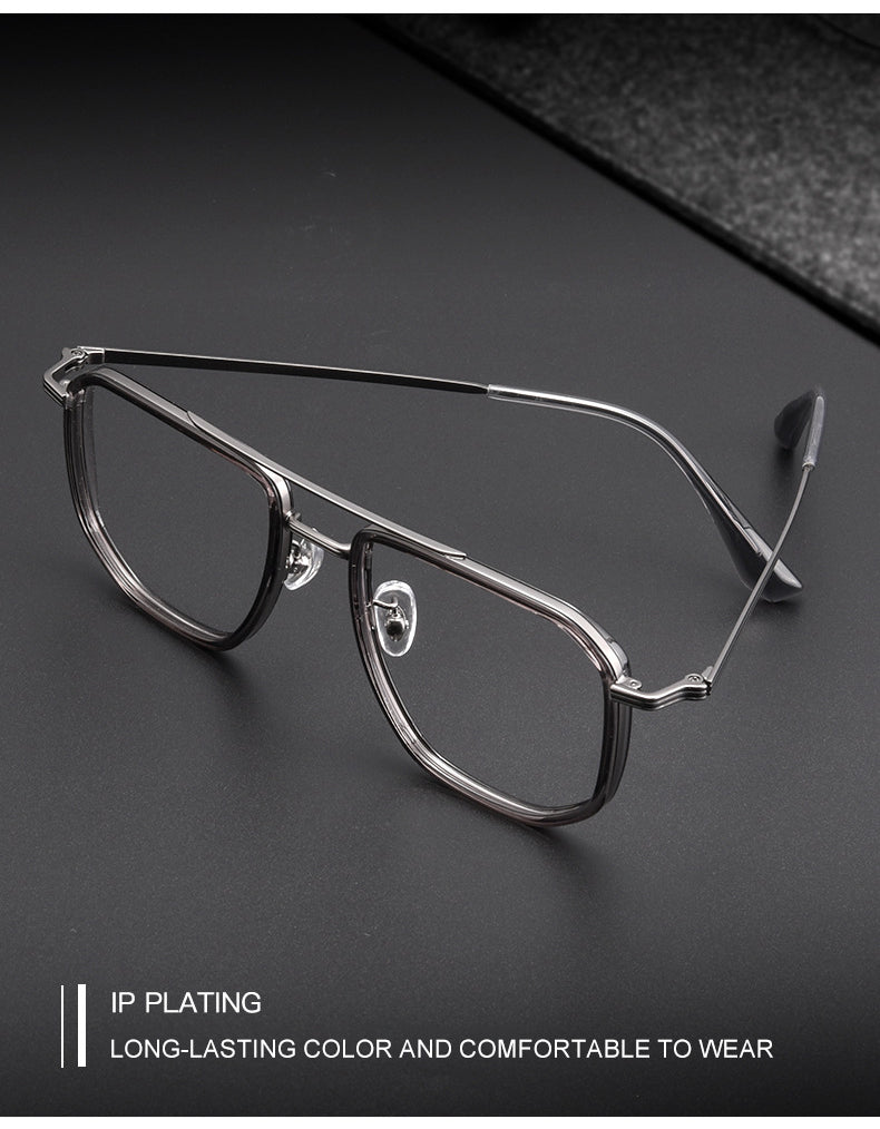 Vicky Mens Full Rim Big Square Double Bridge Titanium Reading Glasses 2216 — view 2 | Vicky at FuzWeb