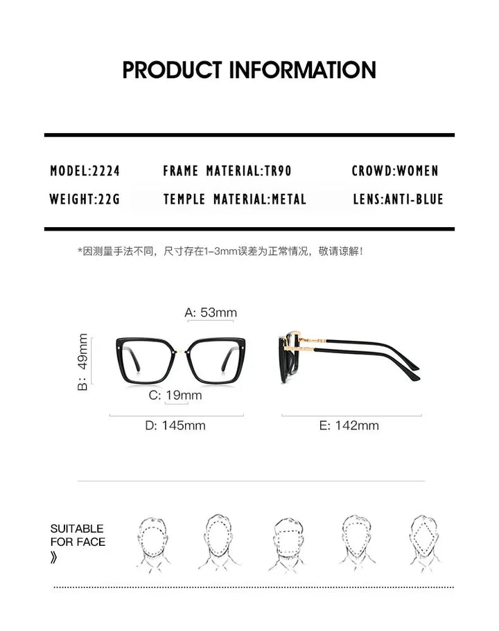Kansept Womens Full Rim Square Polycarbonate Eyeglasses 2224 — view 22 | Kansept at FuzWeb