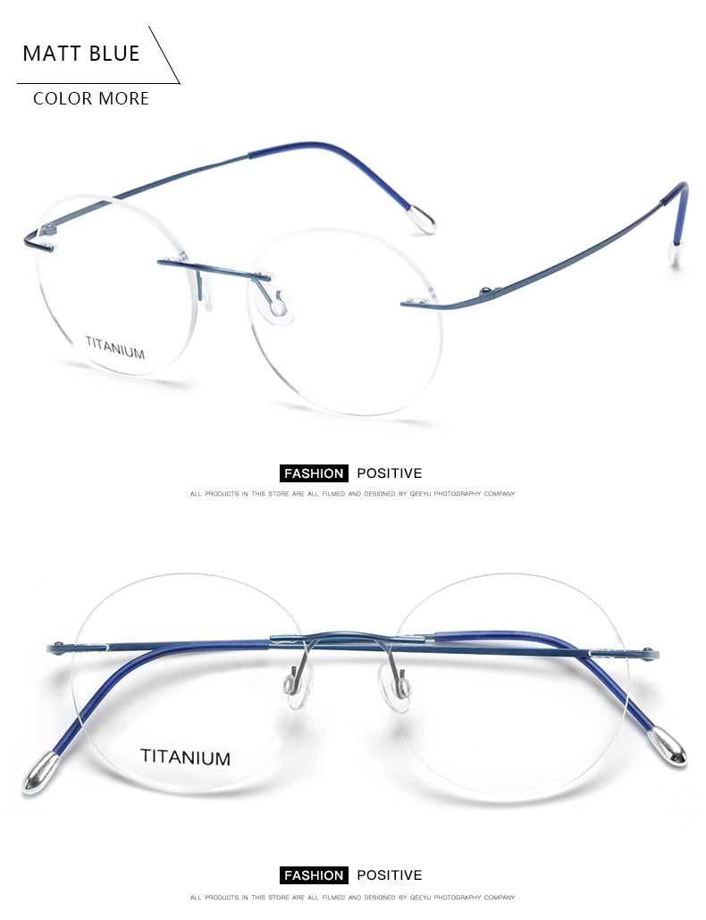 Krasivyy Unisex Rimless Round Titanium Eyeglasses Kr6012.