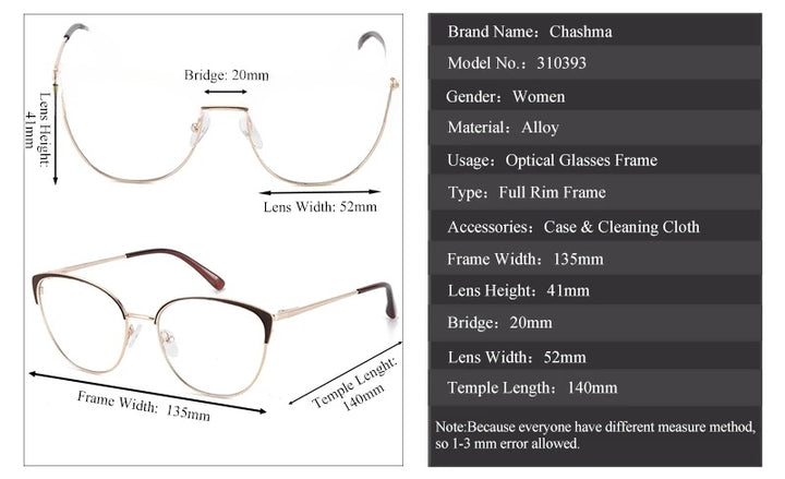 Chashma Womens Full Rim Oval Cat Eye Alloy Eyeglasses 310393 — view 11 | Chashma at FuzWeb