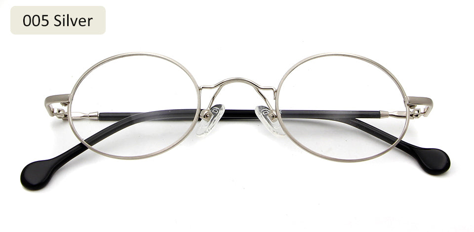 Esnbie Unisex Full Rim Small Oval Alloy Acetate Eyeglasses 18108 — view 6 | Esnbie at FuzWeb