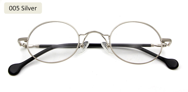 Esnbie Unisex Full Rim Small Oval Alloy Acetate Eyeglasses 18108 — view 6 | Esnbie at FuzWeb