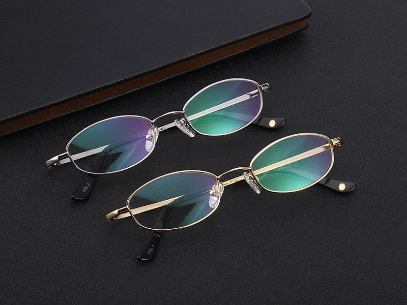 Chashma Unisex Full Rim Small Oval Titanium Eyeglasses 8070 — view 1 | Chashma at FuzWeb