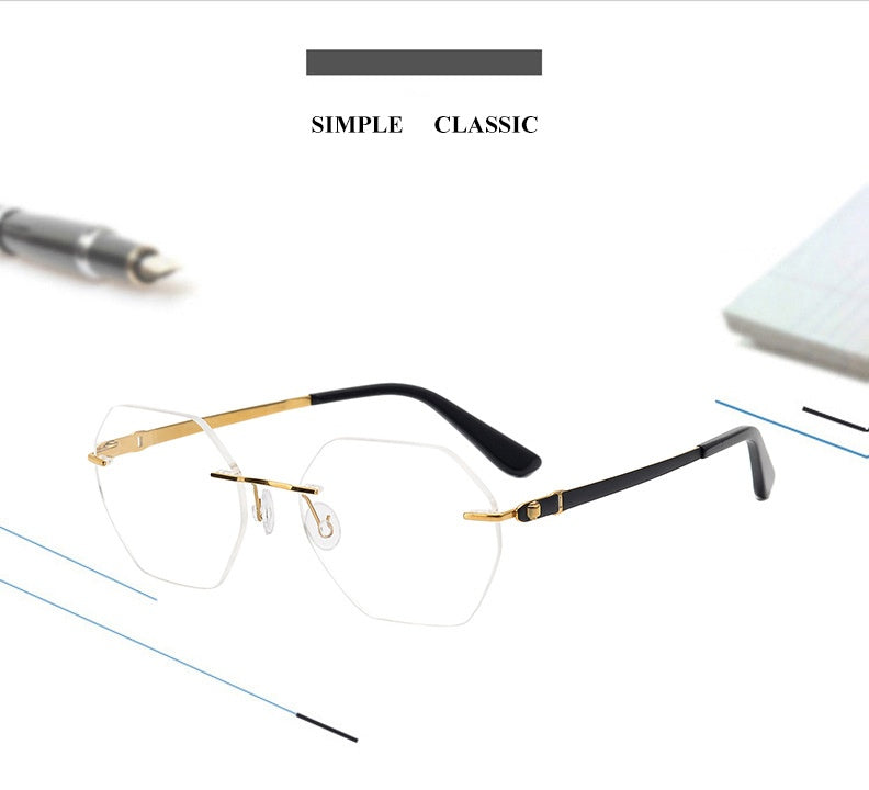 Chashma Ottica Mens Rimless  Polygon Titanium Eyeglasses 5018 — view 1 | Chashma Ottica at FuzWeb