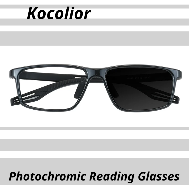Kocolior Unisex Full Rim Square Tr 90 Photochromic Reading Glasses 725510