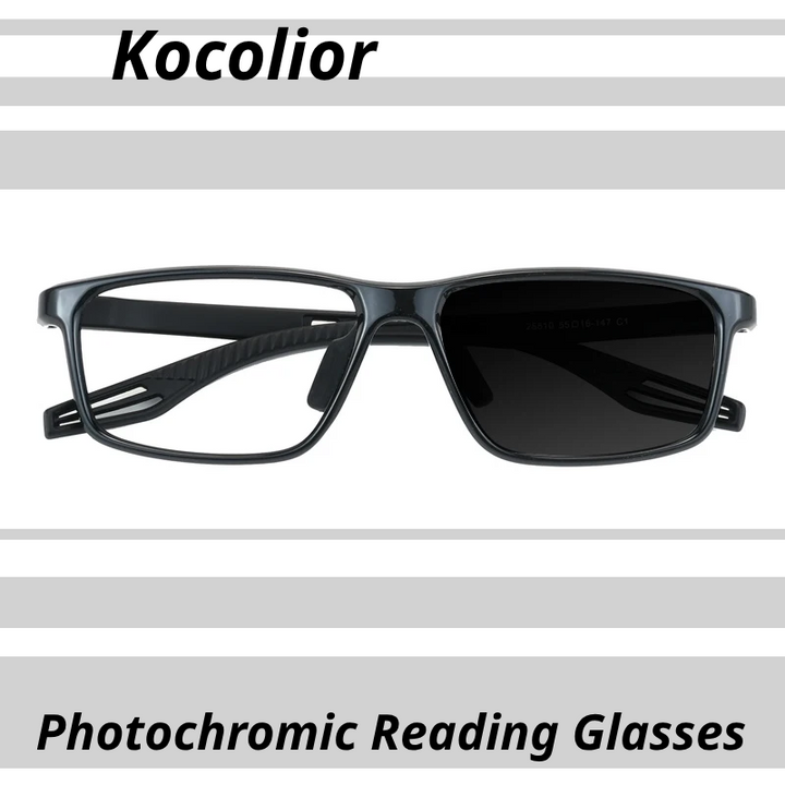 Kocolior Unisex Full Rim Square Tr 90 Photochromic Reading Glasses 725510