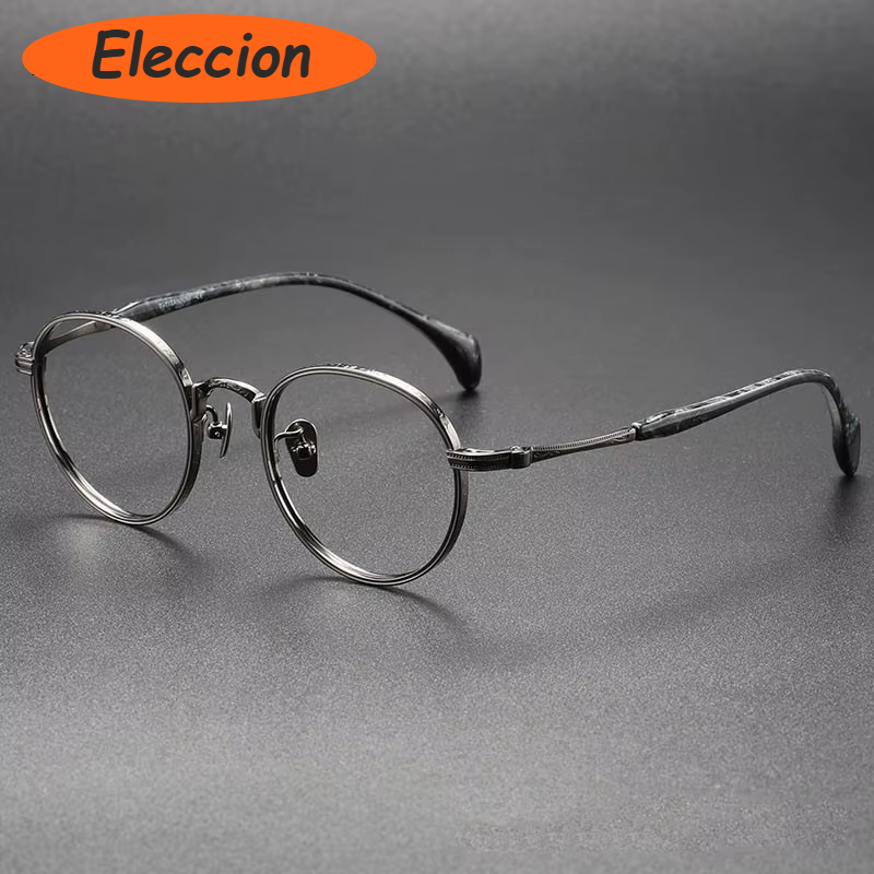 Eleccion Women's Full Rim Round Titanium Eyeglasses 80862 Full Rim Eleccion Gray