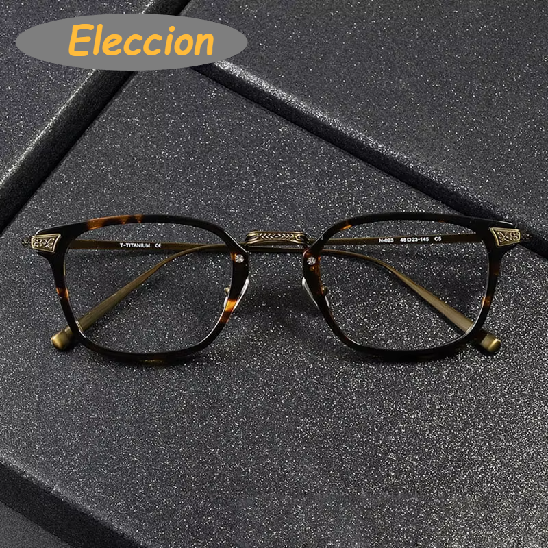 Eleccion Women's Full Rim Square Acetate Titanium Eyeglasses 94023 Full Rim Eleccion