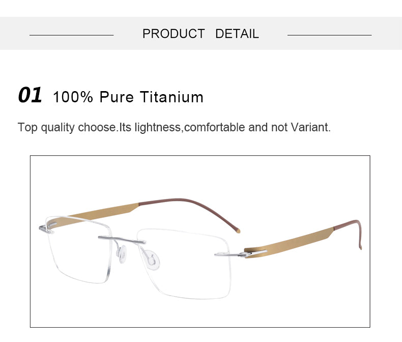 Krasivyy Unisex Rimless Square Screwless Titanium Eyeglasses 55017.