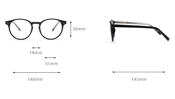 CCspace Unisex Full Rim Round Tr 90 Titanium Eyeglasses 55868.