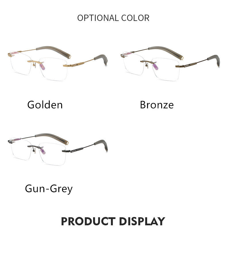 Aimee Unisex Rimless Polygon Square Titanium Eyeglasses 80814.