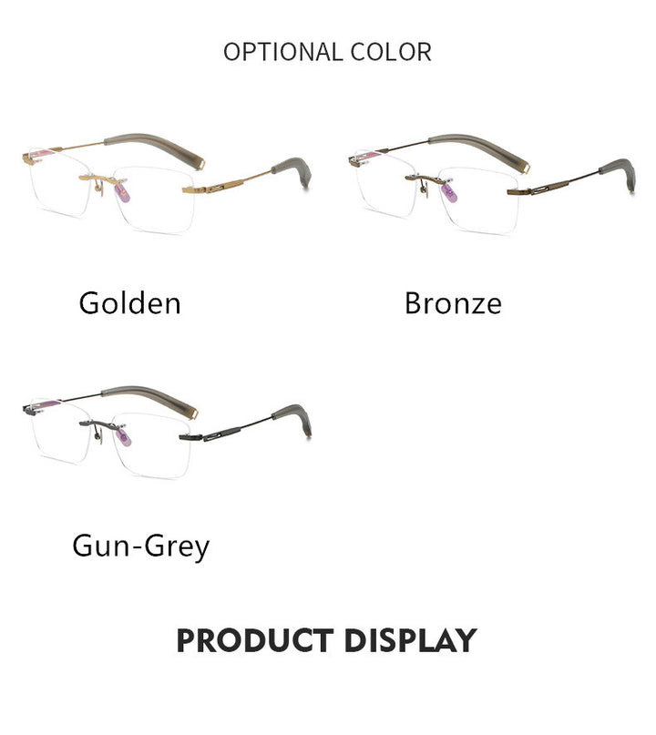 Aimee Unisex Rimless Polygon Square Titanium Eyeglasses 80814.