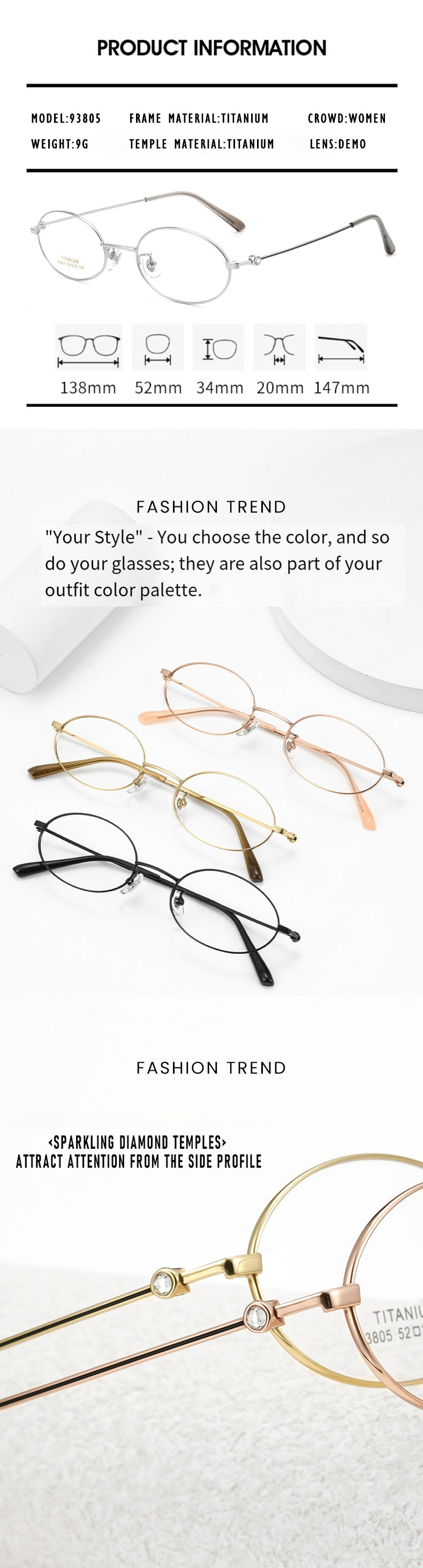 Kansept Womens Rimless Oval Titanium Frames 938050 — view 1 | Kansept at FuzWeb