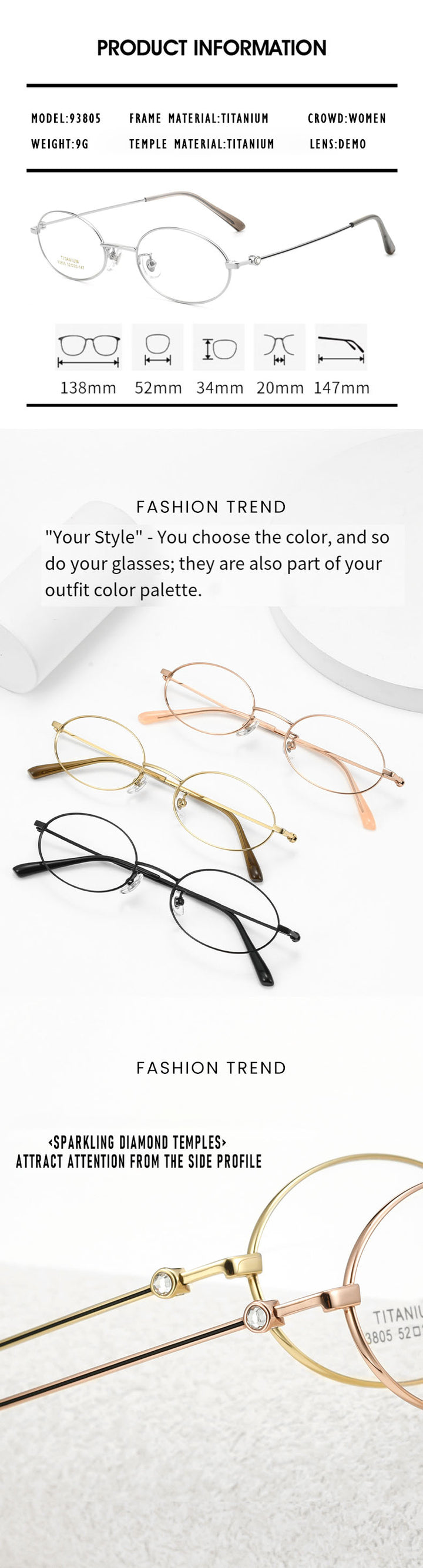 Kansept Womens Rimless Oval Titanium Frames 938050 — view 1 | Kansept at FuzWeb