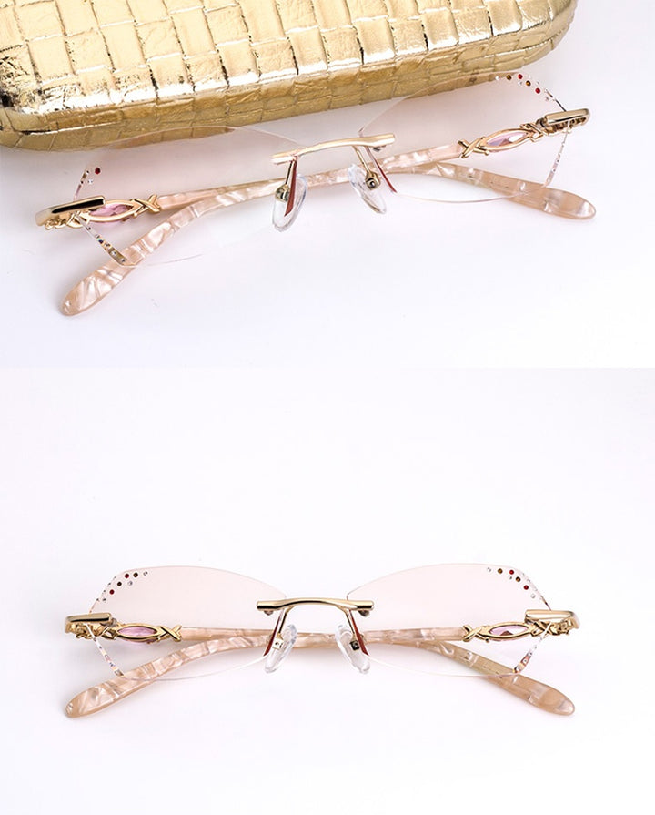 Chashma Womens Rimless Oval Alloy Eyeglasses 016 — view 4 | Chashma at FuzWeb