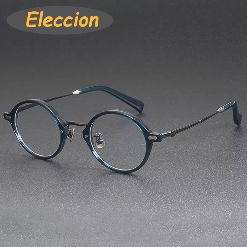 Eleccion Unisex Full Rim Round Acetate Titanium Eyeglasses 942141 Full Rim Eleccion