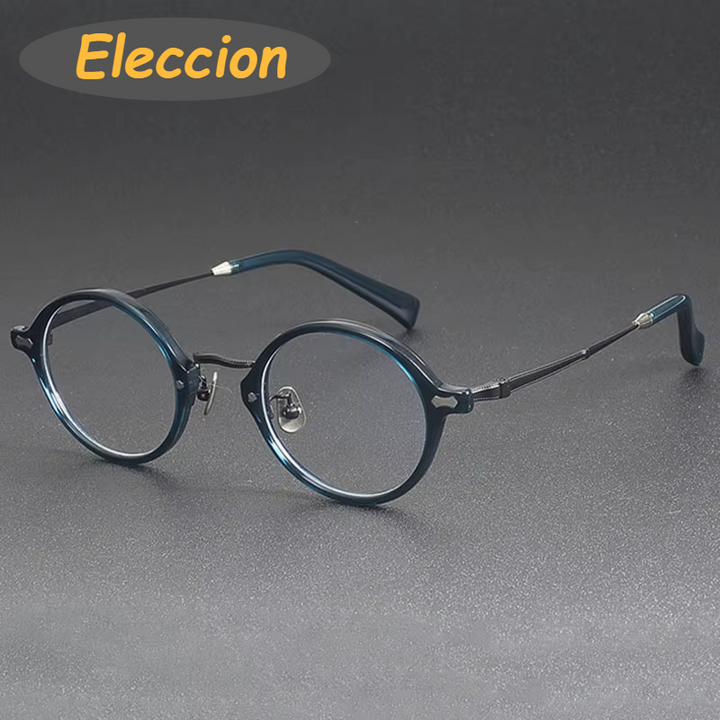 Eleccion Unisex Full Rim Round Acetate Titanium Eyeglasses 942141 Full Rim Eleccion